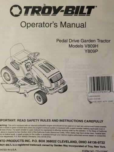 troy bilt mower instruction manual