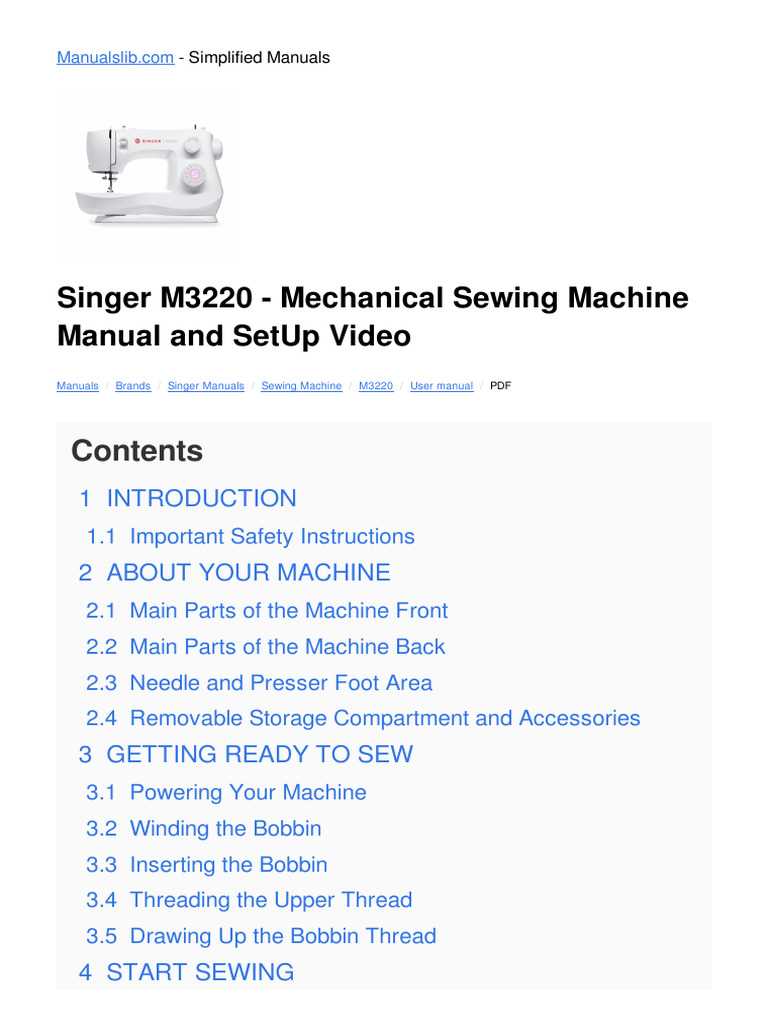 instruction manual for singer simple sewing machine