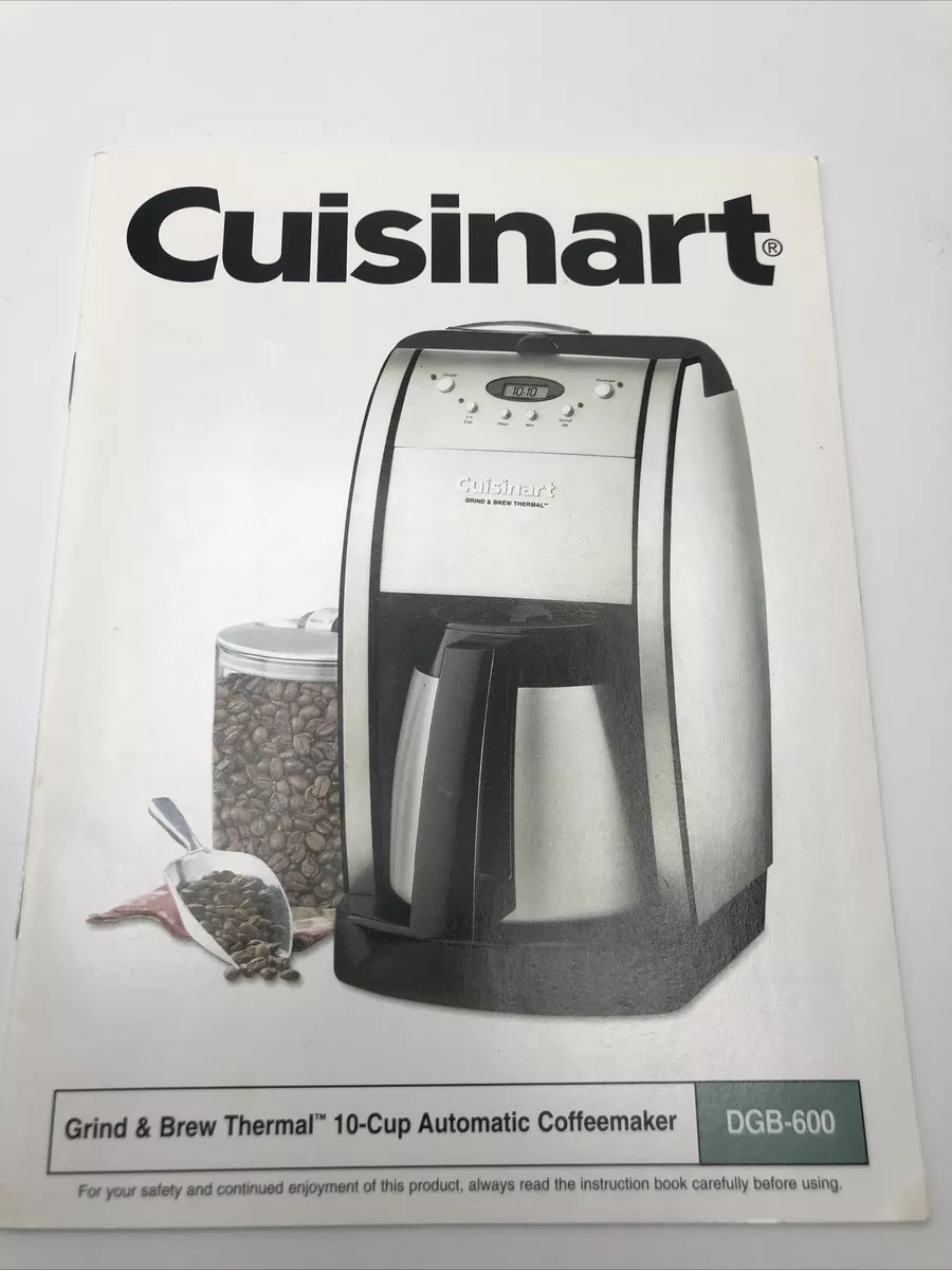 cuisinart grind and brew coffee maker instruction manual