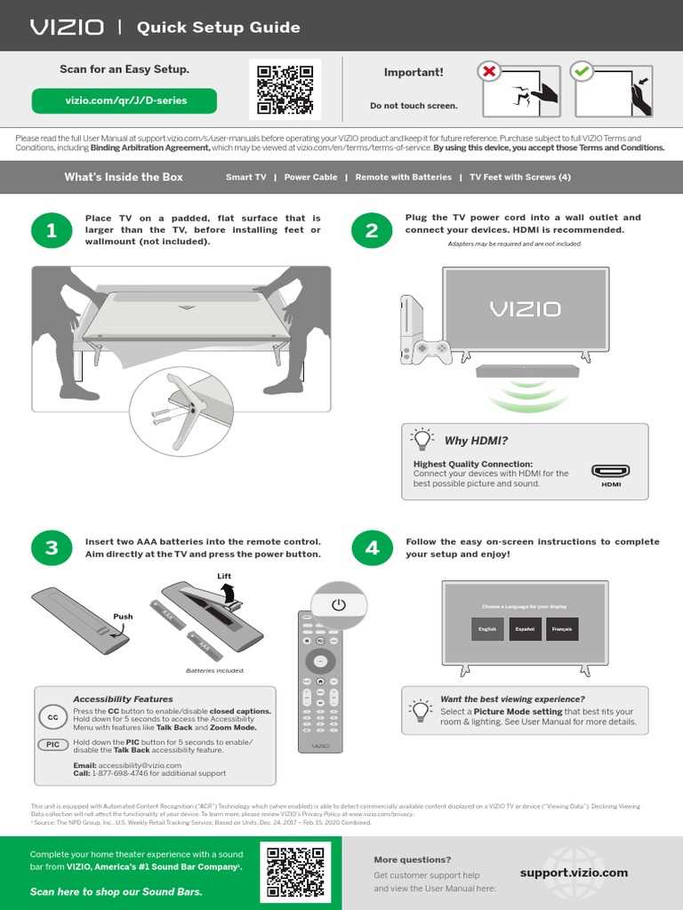 instruction manual for vizio smart tv