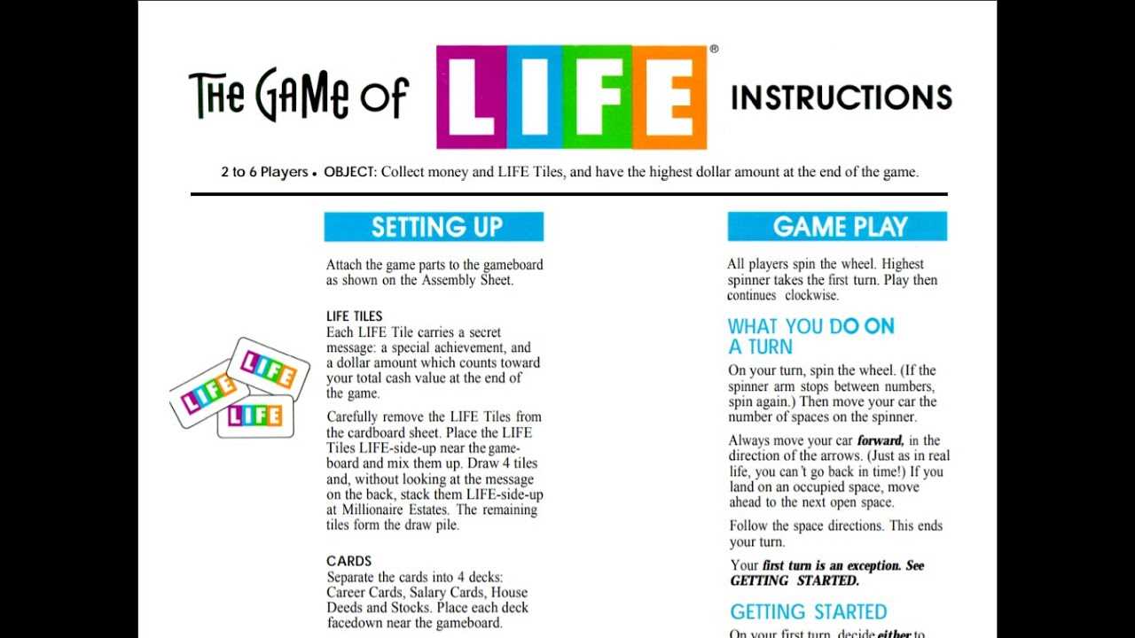 game of life instruction manual