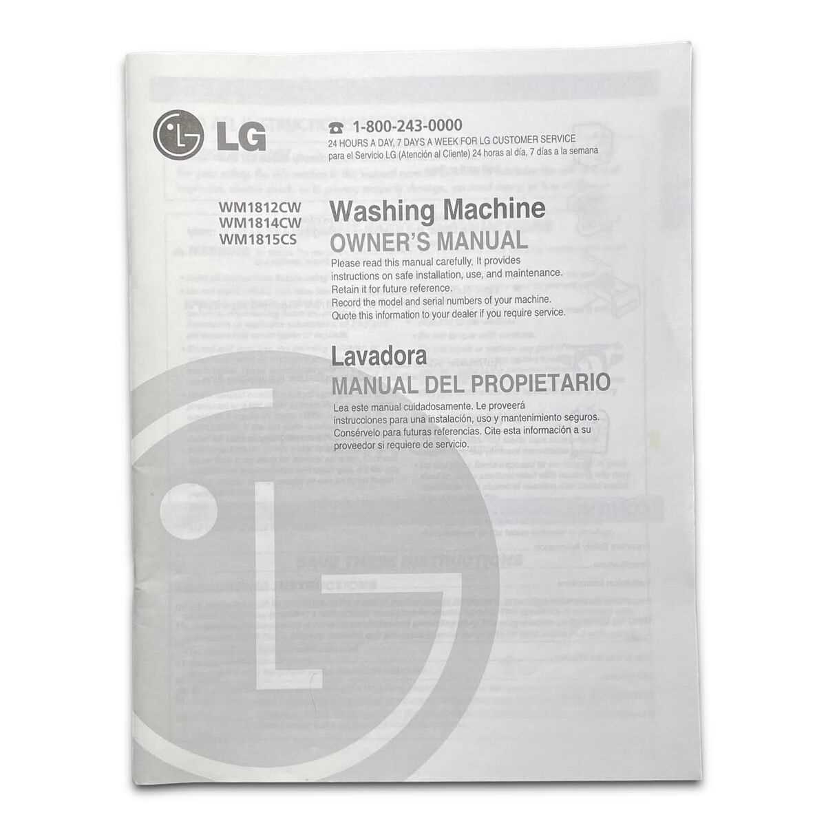 lg front load washer instruction manual