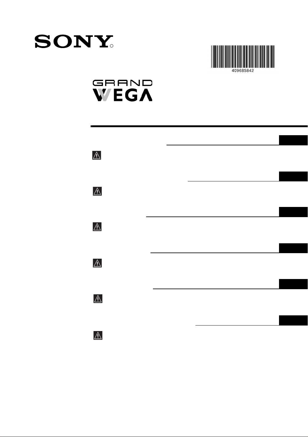 sony wega tv instruction manual