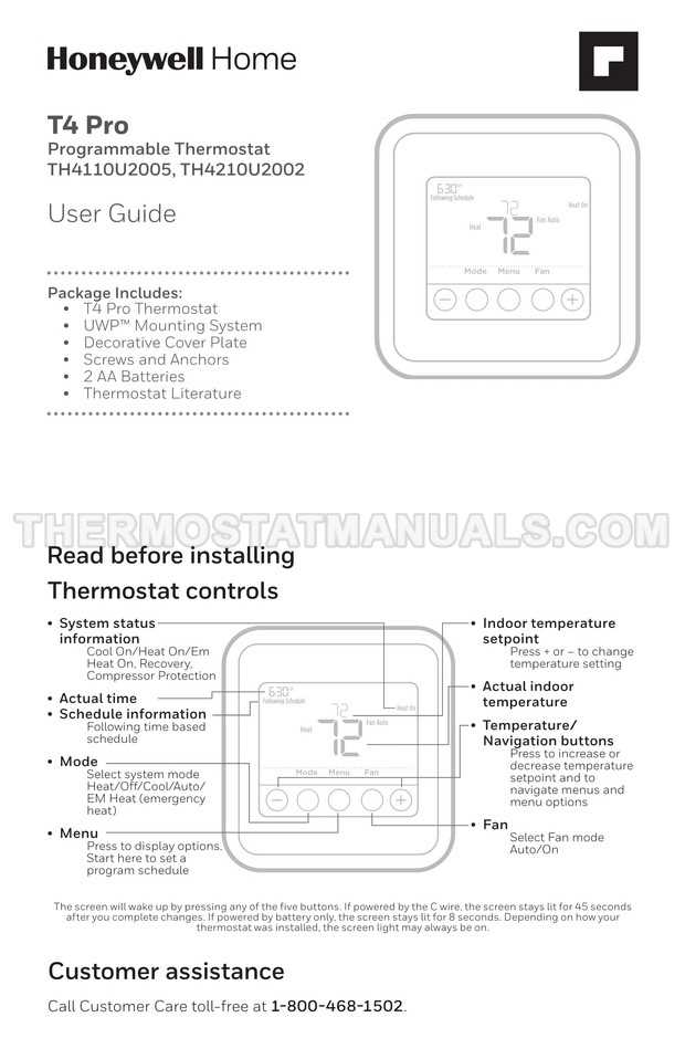 honeywell t4 pro instruction manual