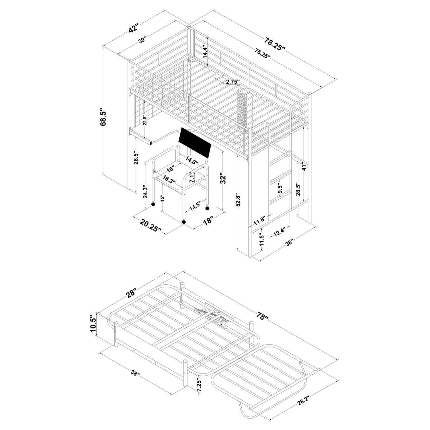 your zone metal loft bed instruction manual