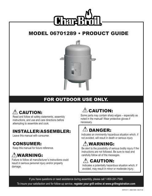 char broil smoker instruction manual