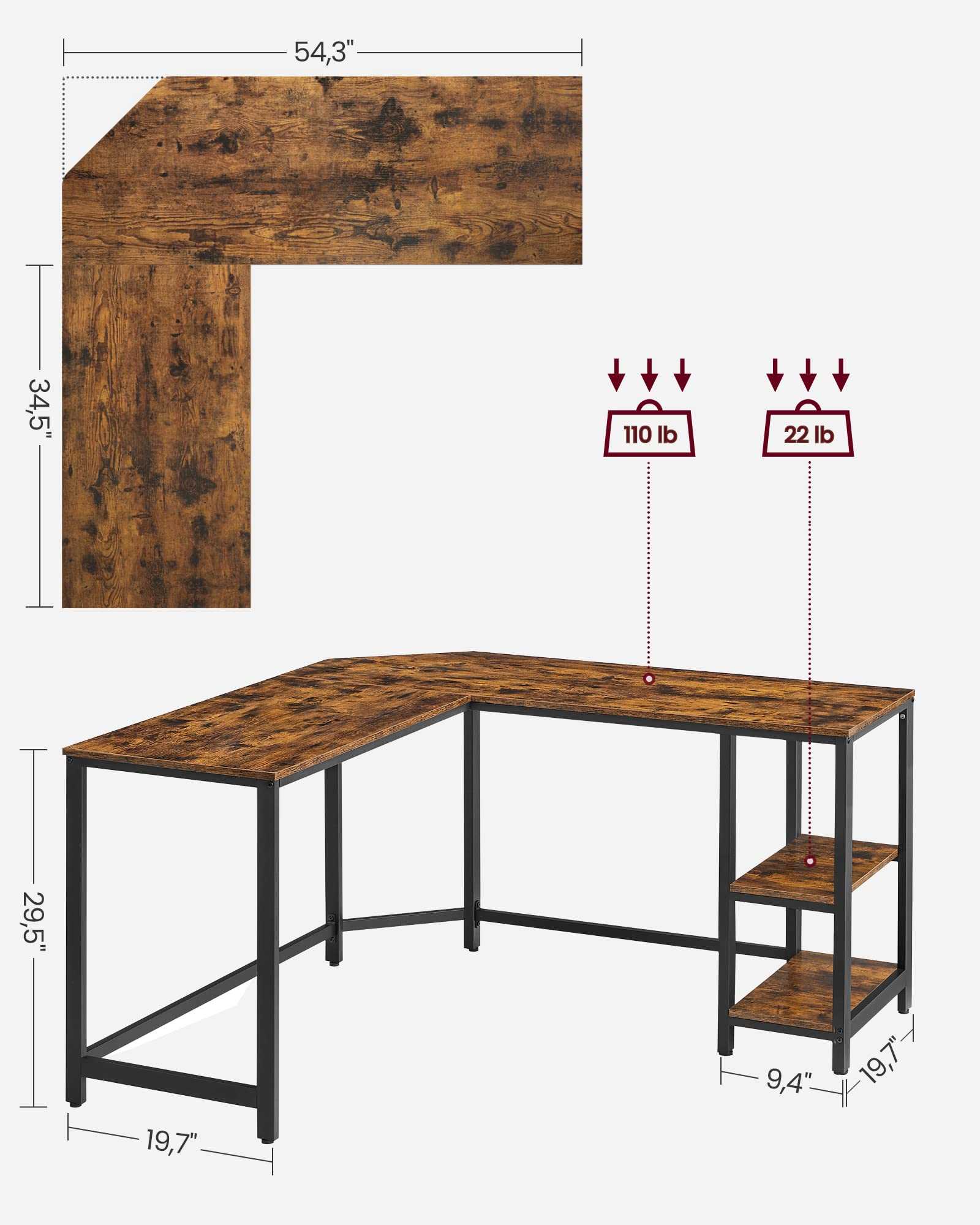 vasagle l shaped computer desk instruction manual