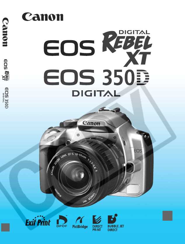 canon digital rebel xt instruction manual