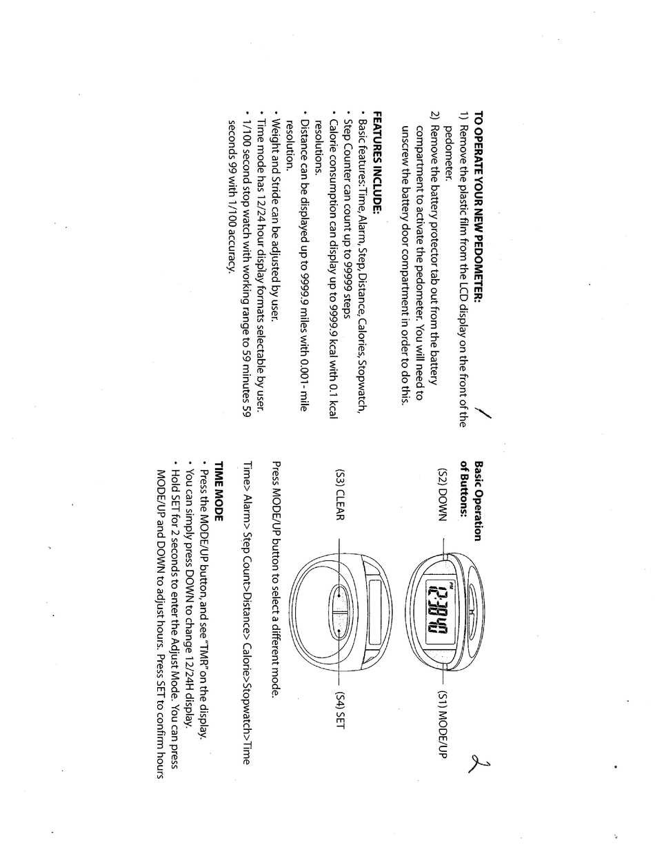 sportline 345 pedometer instruction manual