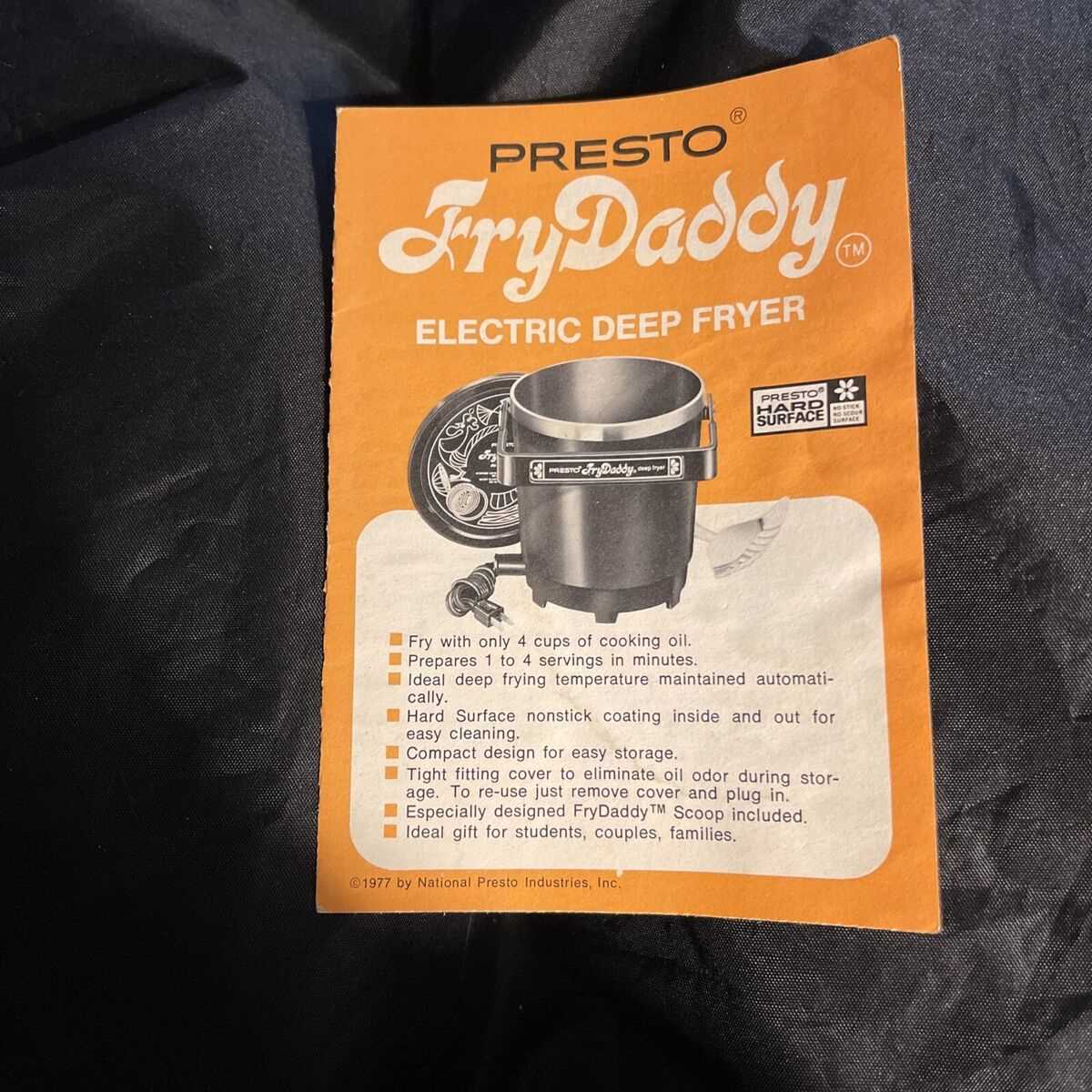 presto fry daddy instruction manual