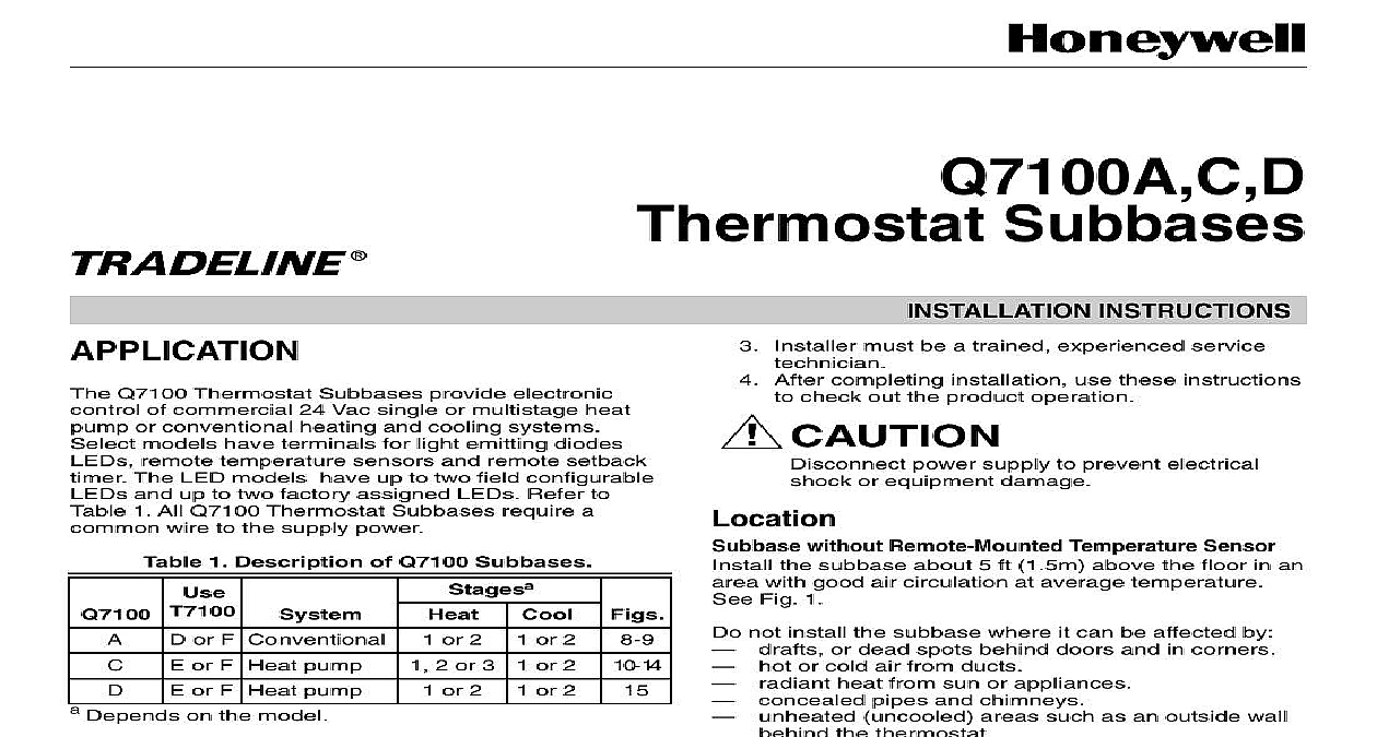 instruction manual for a honeywell thermostat