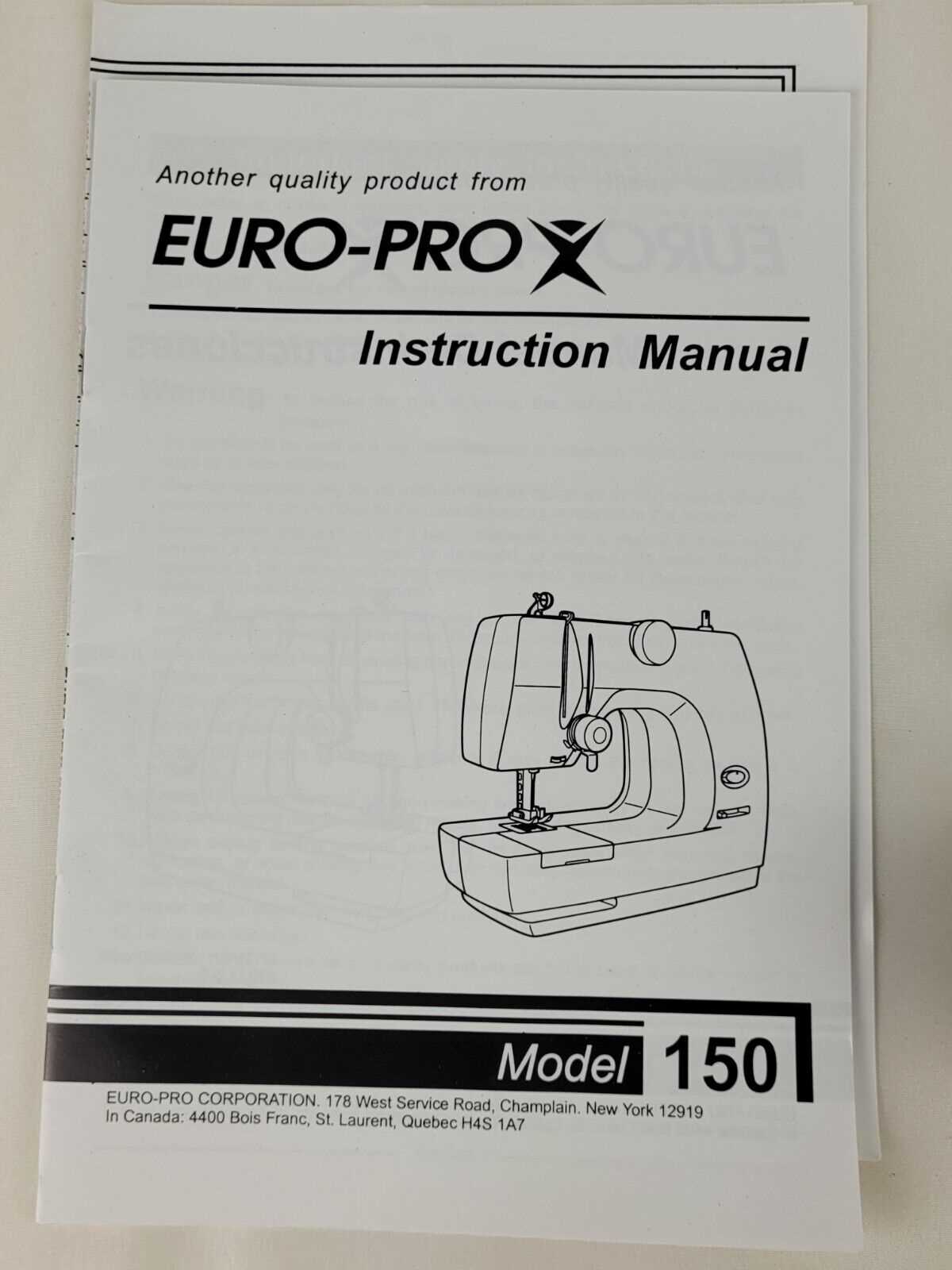 instruction manual for euro pro sewing machine