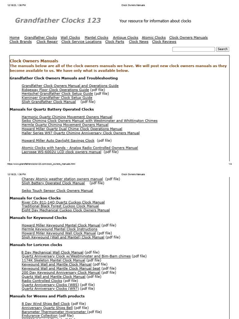 howard miller clock instruction manual