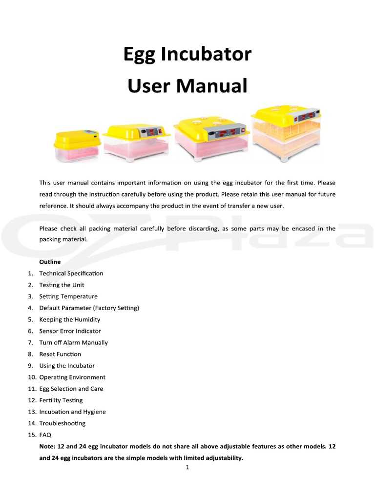 instruction egg incubator manual