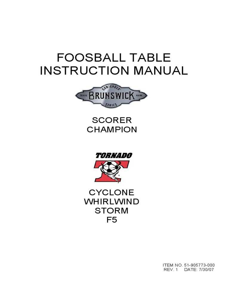 foosball table instruction manual