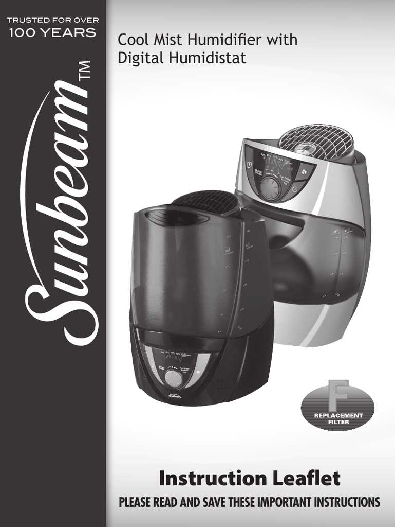 sunbeam humidifier instruction manual