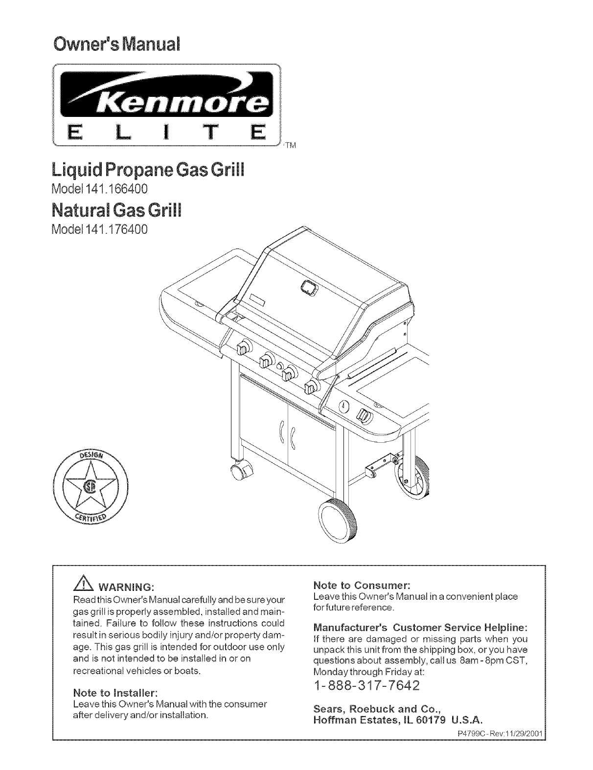 kenmore gas grill instruction manual