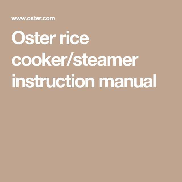 manual oster rice cooker instructions