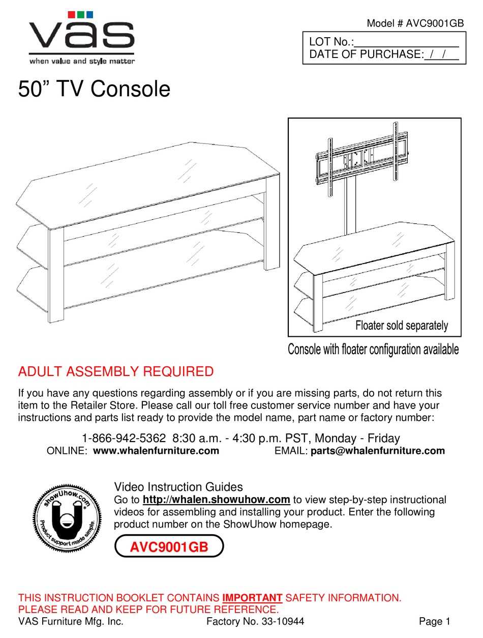 whalen tv stand instruction manual