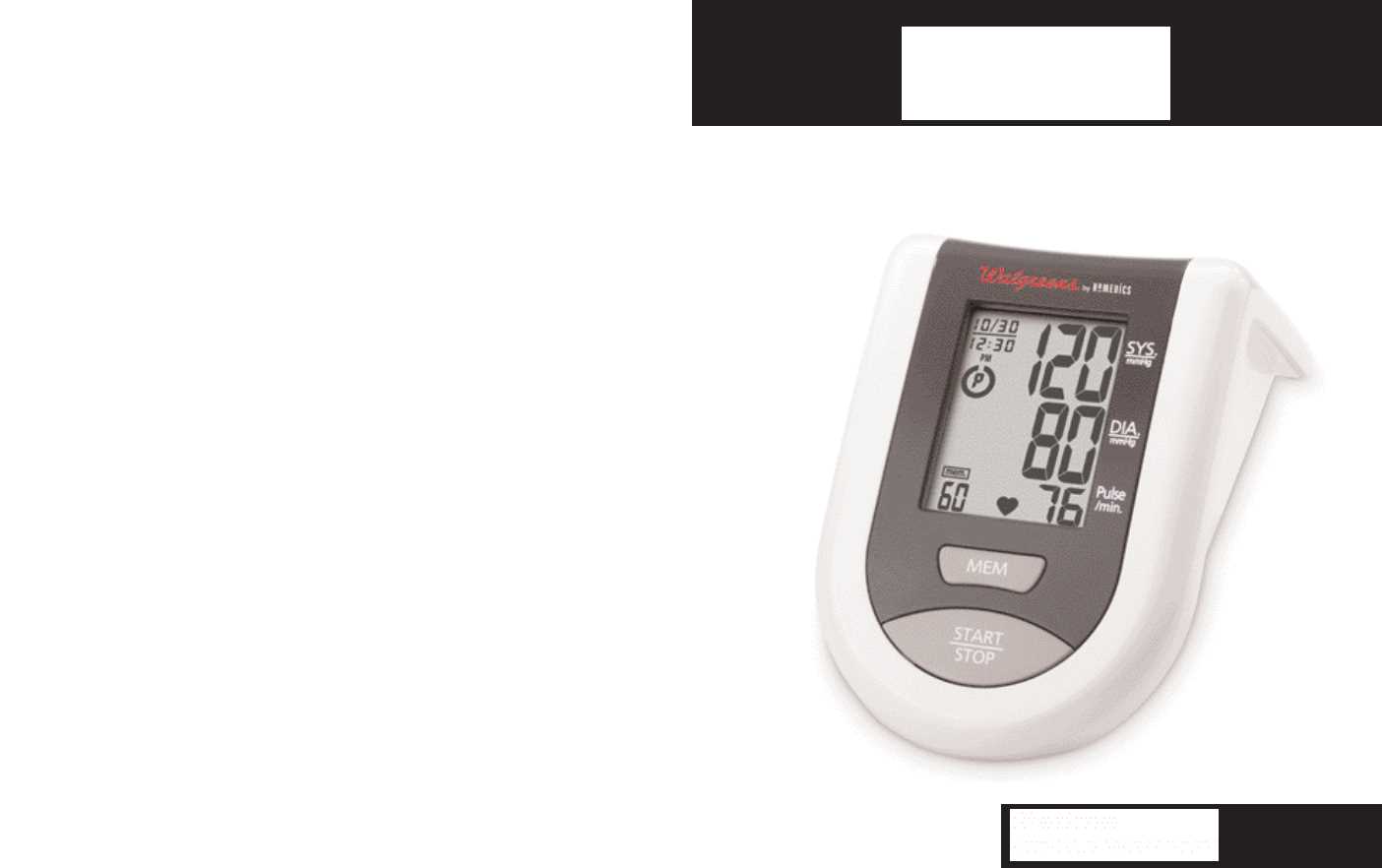 walgreens automatic arm blood pressure monitor instruction manual