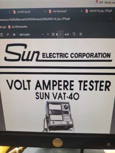 sun vat 40 instruction manual