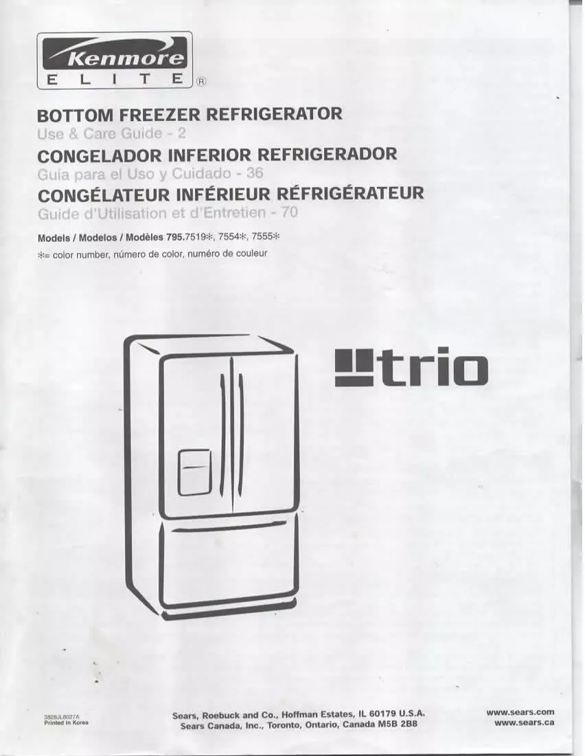 instruction manual for kenmore elite refrigerator