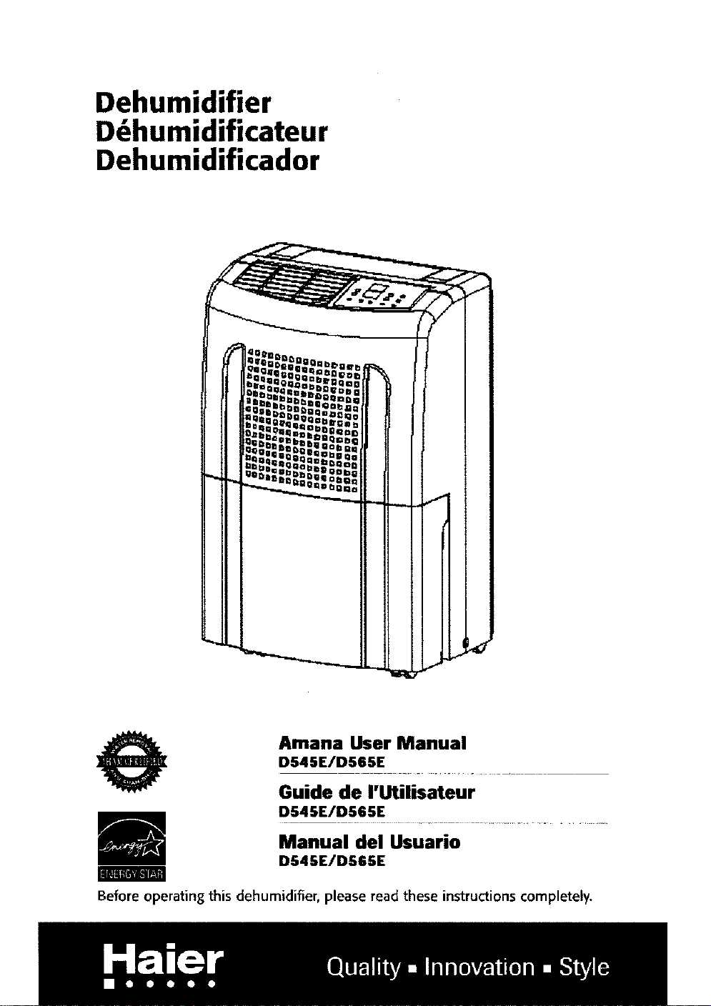 haier dehumidifier instruction manual