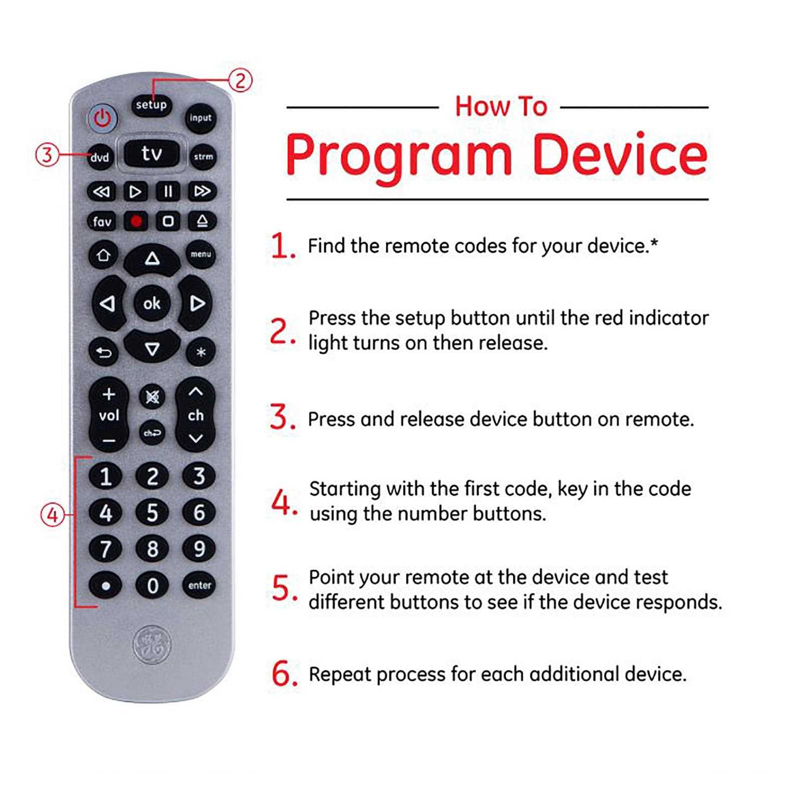 instruction manual ge universal remote codes