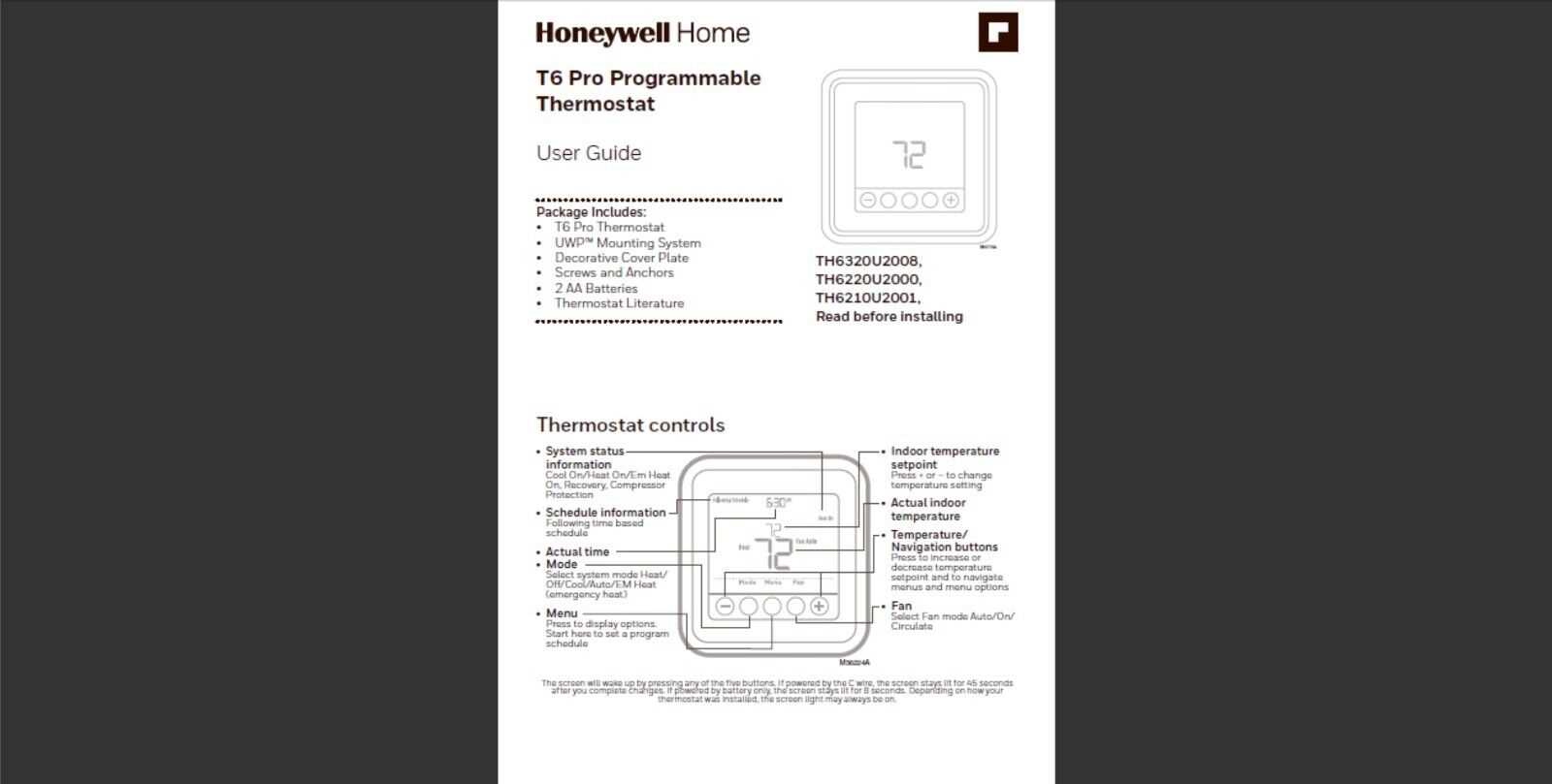 honeywell home instruction manual